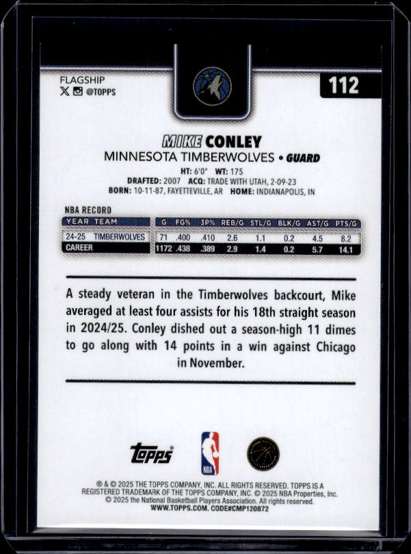 2025-26 Topps #112 Mike Conley