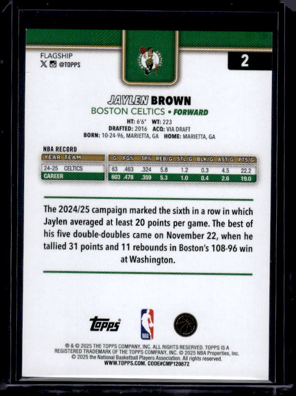 2025-26 Topps #2 Jaylen Brown
