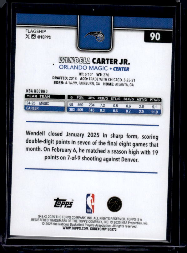 2025-26 Topps #90 Wendell Carter Jr.