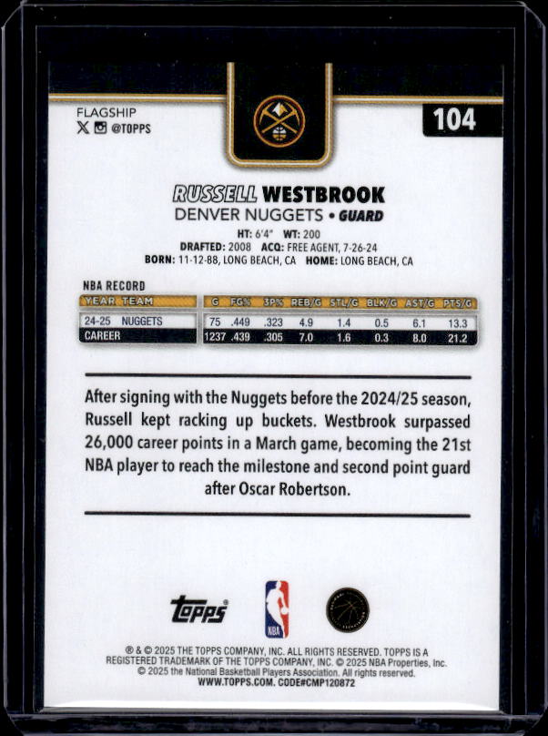 2025-26 Topps #104 Russell Westbrook