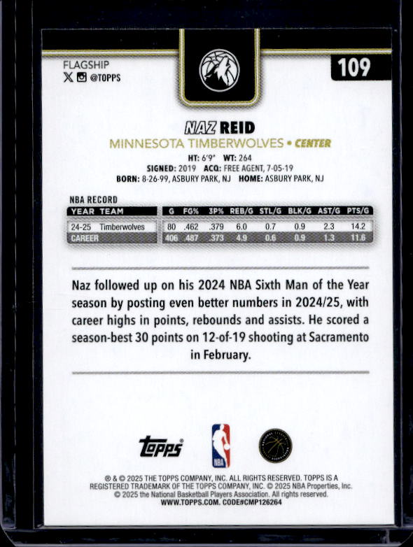 2025-26 Topps #109 Naz Reid Blackout