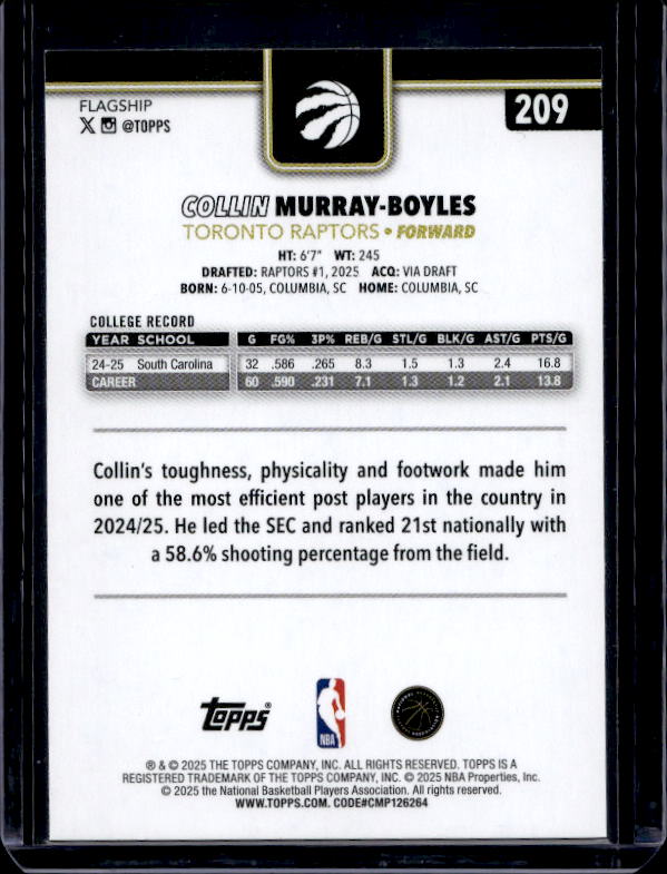 2025-26 Topps #209 Collin Murray-Boyles Blackout