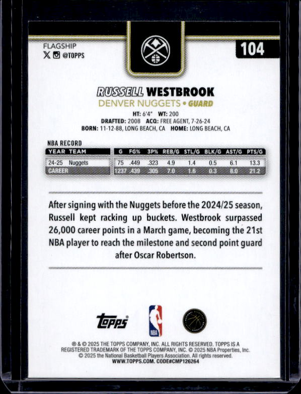 2025-26 Topps #104 Russell Westbrook Blackout