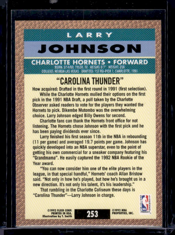 1992-93 Fleer #253 Larry Johnson Pro Vision