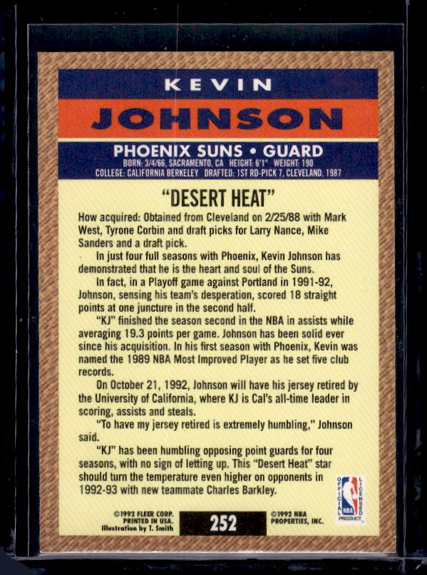 1992-93 Fleer #252 Kevin Johnson Pro Vision