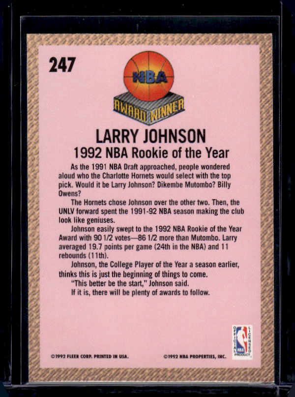 1992-93 Fleer #247 Larry Johnson League Leader