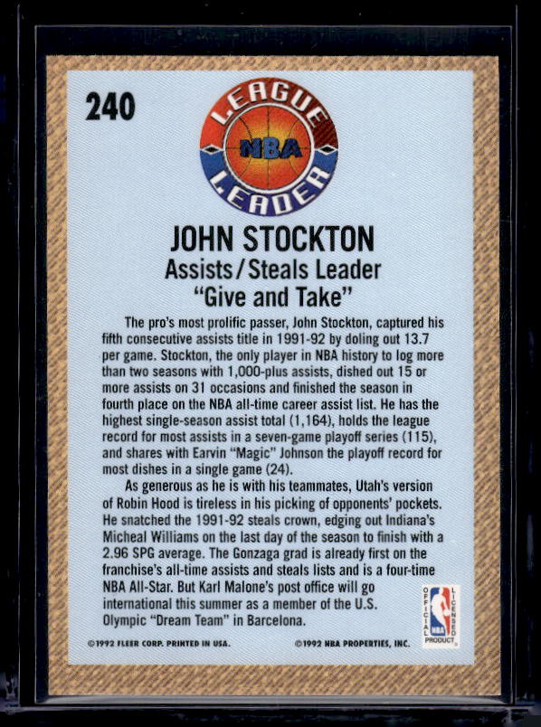 1992-93 Fleer #240 John Stockton League Leader