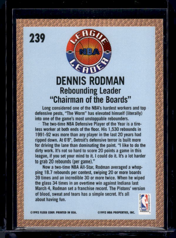 1992-93 Fleer #239 Dennis Rodman League Leader