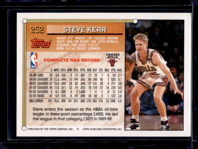 1993-94 Topps #252 Steve Kerr