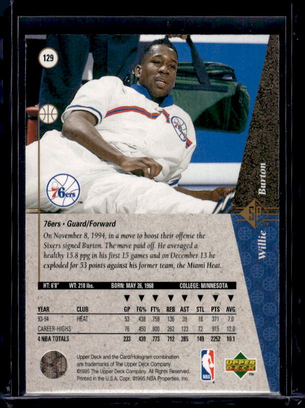 1994-95 SP #129 Willie Burton