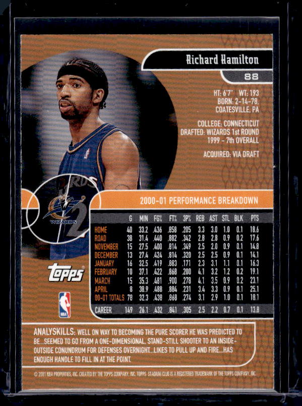 2001-02 Stadium Club #88 Richard Hamilton