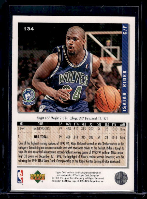 1994-95 Collector's Choice #134 Isaiah Rider