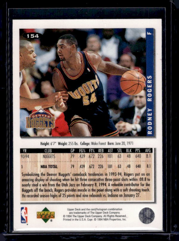 1994-95 Collector's Choice #154 Rodney Rogers