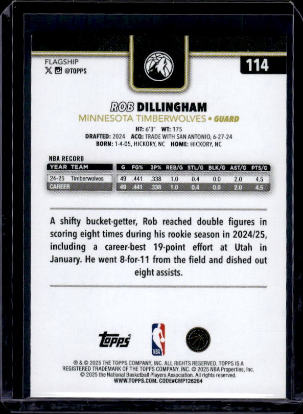 2025-26 Topps #114 Rob Dillingham Blackout