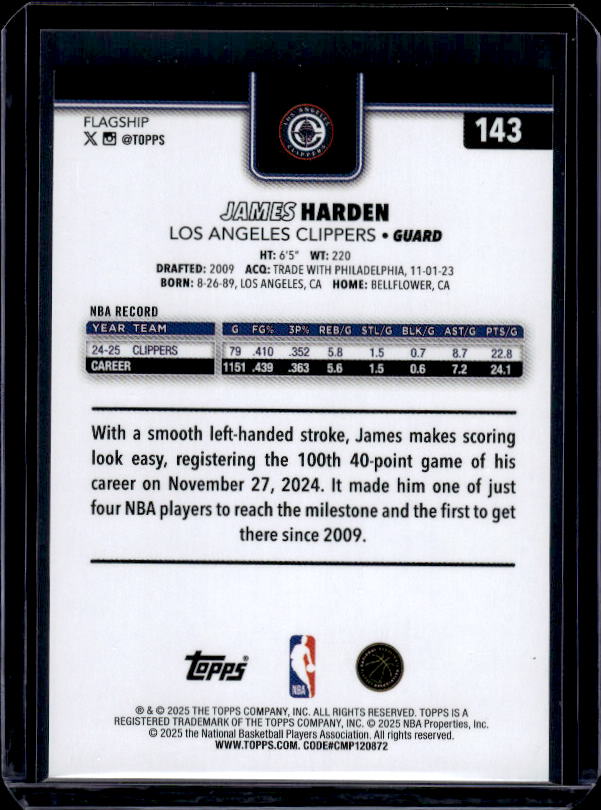 2025-26 Topps #143 James Harden Holo Foil
