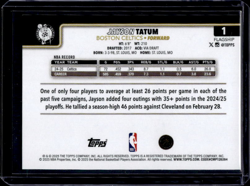 2025-26 Topps #1 Jayson Tatum Blackout