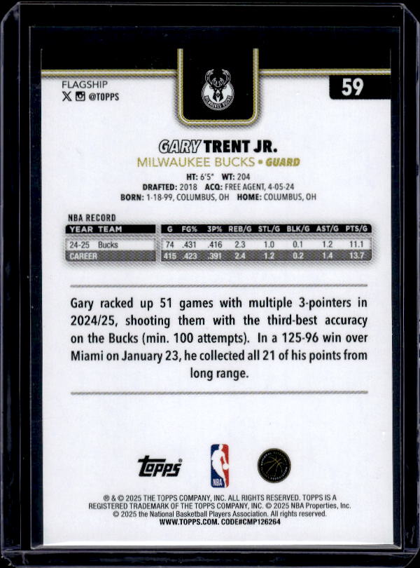 2025-26 Topps #59 Gary Trent Jr. Blackout