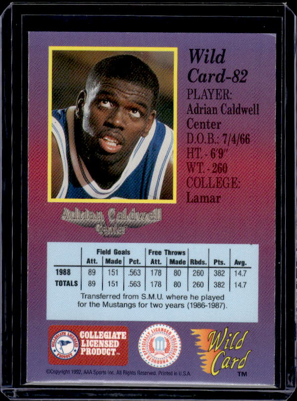 1991-92 Wild Card #82 Adrian Caldwell