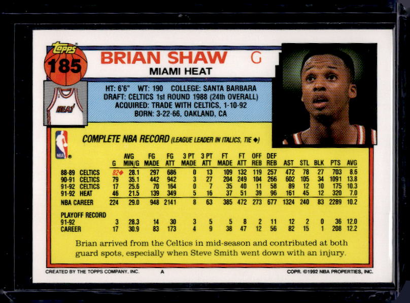1992-93 Topps #185 Brian Shaw