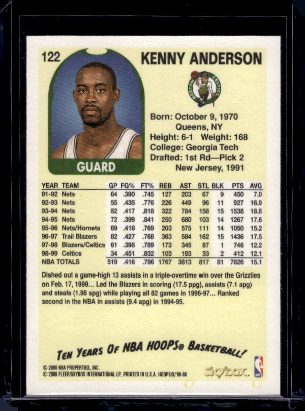 1999-00 Hoops Decade #122 Kenny Anderson