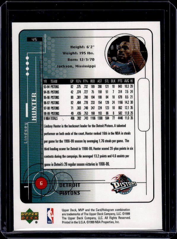 1999-00 Upper Deck MVP #45 Lindsey Hunter