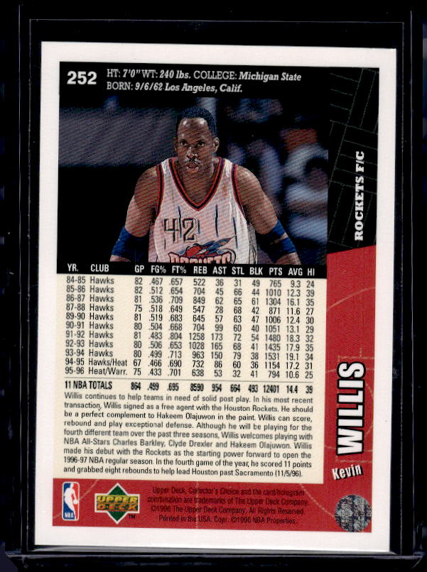1996-97 Collector's Choice Houston Rockets #HT9 Kevin Willis