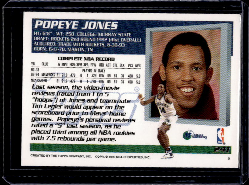 1994-95 Topps #241 Popeye Jones