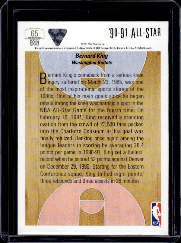 1991-92 Upper Deck #65 Bernard King