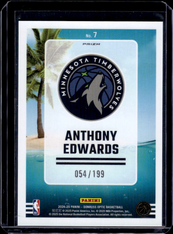 2024-25 Donruss Optic #7 Anthony Edwards Splash! Lime Green #/199