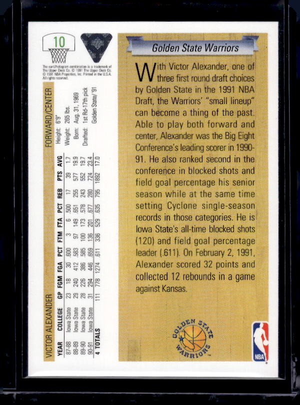 1991-92 Upper Deck #10b Victor Alexander