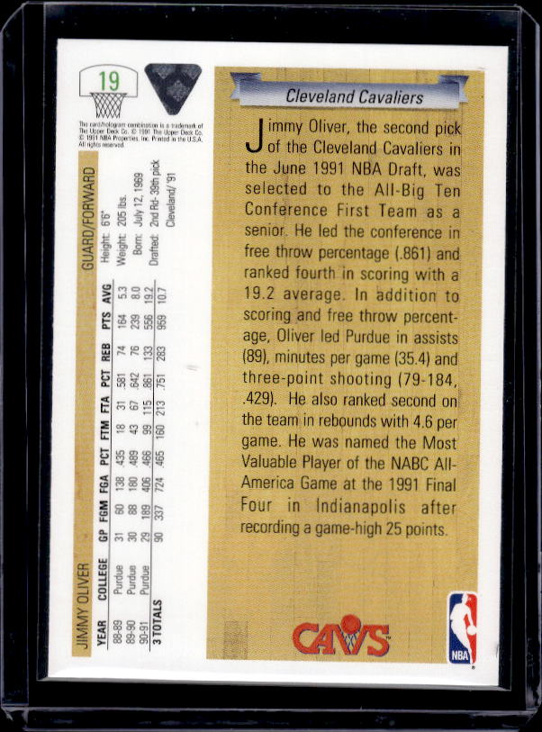 1991-92 Upper Deck #19b Jimmy Oliver