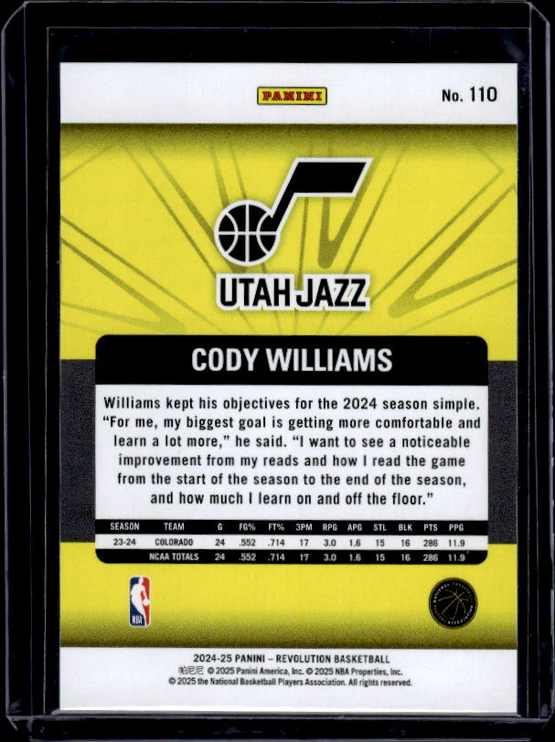 2024-25 Panini Revolution #110 Cody Williams