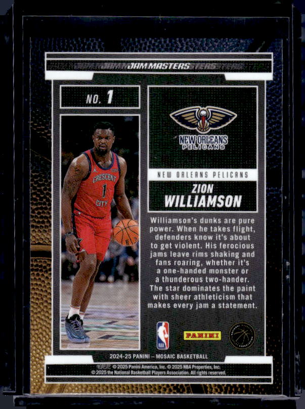 2024-25 Panini Mosaic #1 Zion Williamson Jam Masters