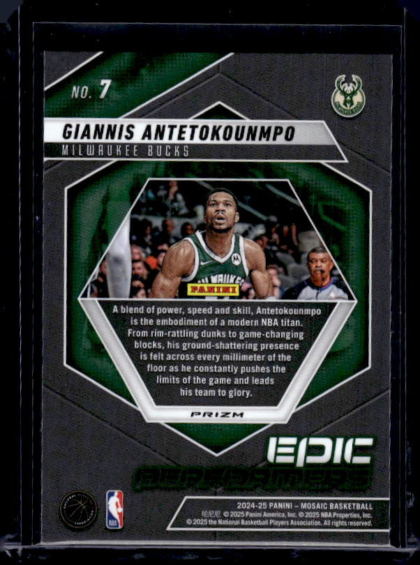 2024-25 Panini Mosaic #7 Giannis Antetokounmpo Epic Performers Mosaic