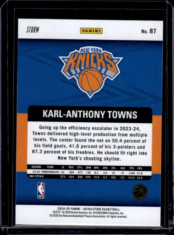 2024-25 Panini Revolution #87 Karl-Anthony Towns Blue Storm