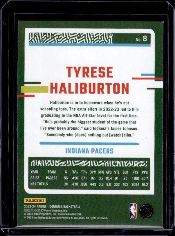 2023-24 Donruss #8 Tyrese Haliburton Green Laser Holo