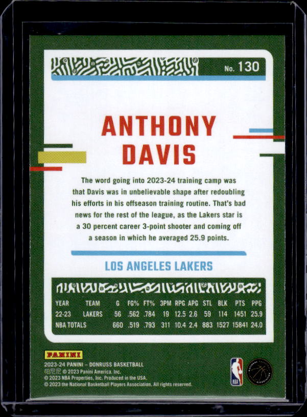 2023-24 Donruss #130 Anthony Davis Green Laser Holo