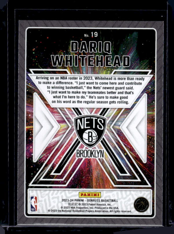 2023-24 Donruss #19 Dariq Whitehead Great X-Pectations