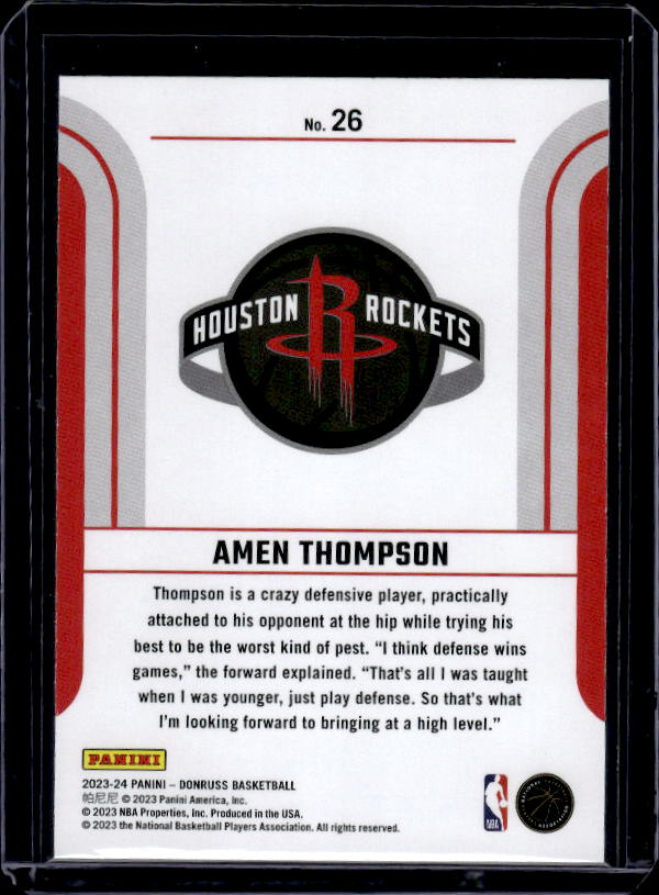 2023-24 Donruss #26 Amen Thompson Franchise Features