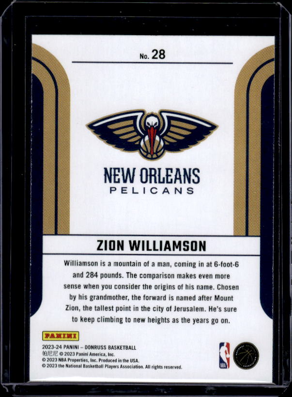 2023-24 Donruss #28 Zion Williamson Franchise Features