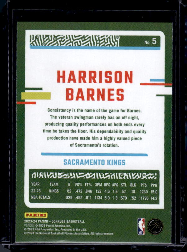 2023-24 Donruss #5 Harrison Barnes Green Laser Holo