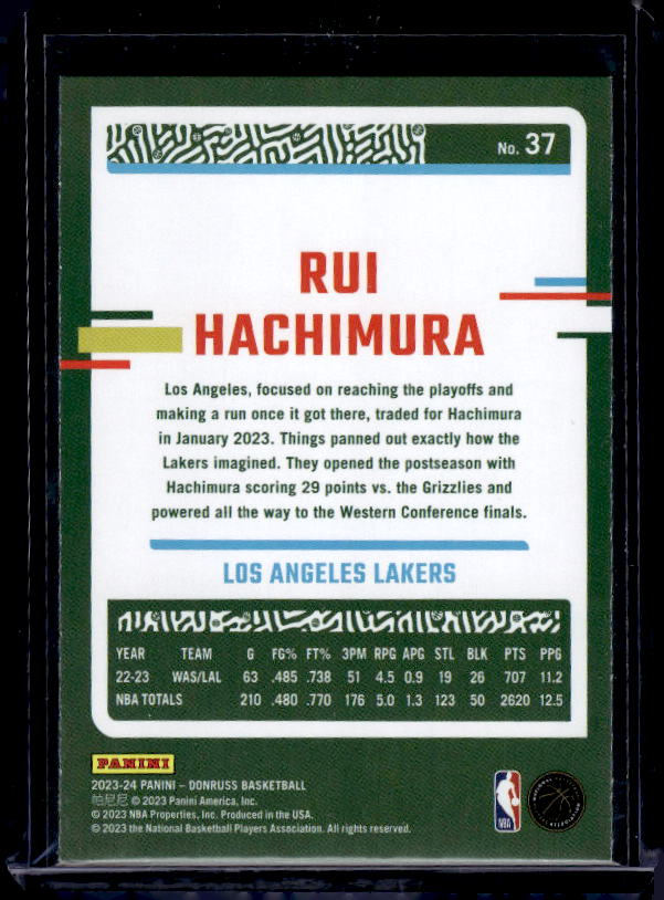 2023-24 Donruss #37 Rui Hachimura Green Laser Holo