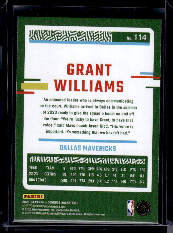 2023-24 Donruss #114 Grant Williams Green Laser Holo