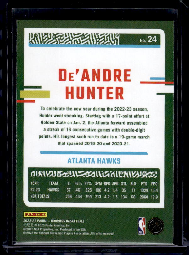 2023-24 Donruss #24 De'Andre Hunter Green Laser Holo