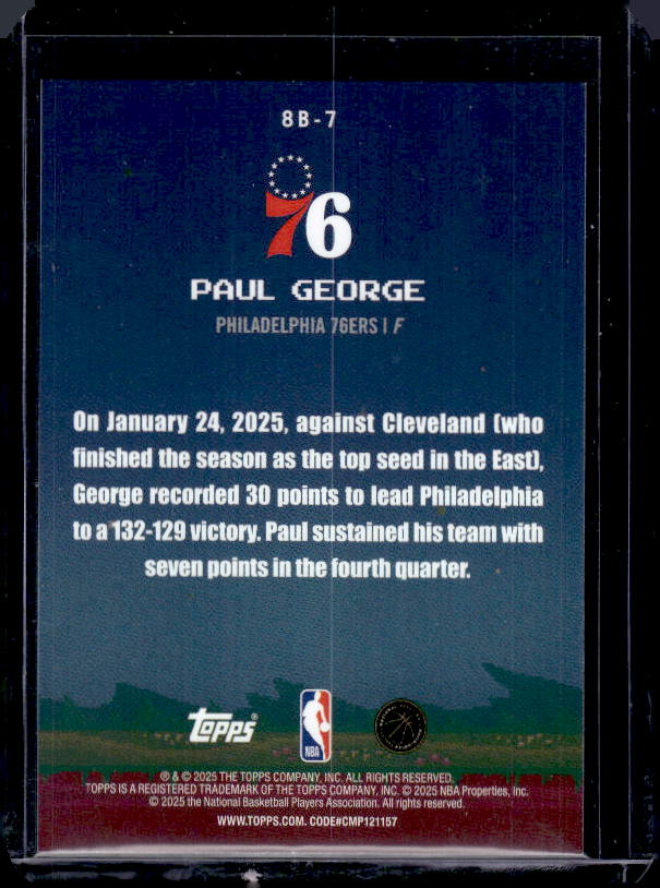 2025-26 Topps #8B-7 Paul George 8-Bit Ballers Holo Foil