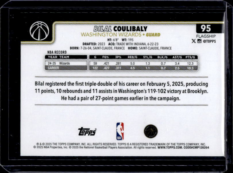 2025-26 Topps #95 Bilal Coulibaly Blackout