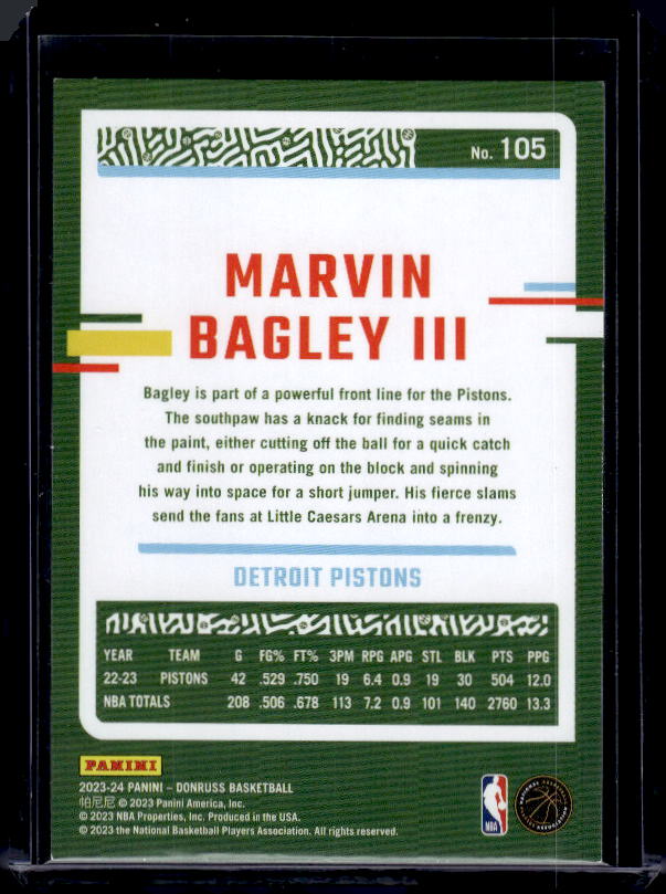 2023-24 Donruss #105 Marvin Bagley III