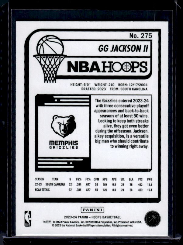 2023-24 Hoops #275 GG Jackson II Teal Explosion