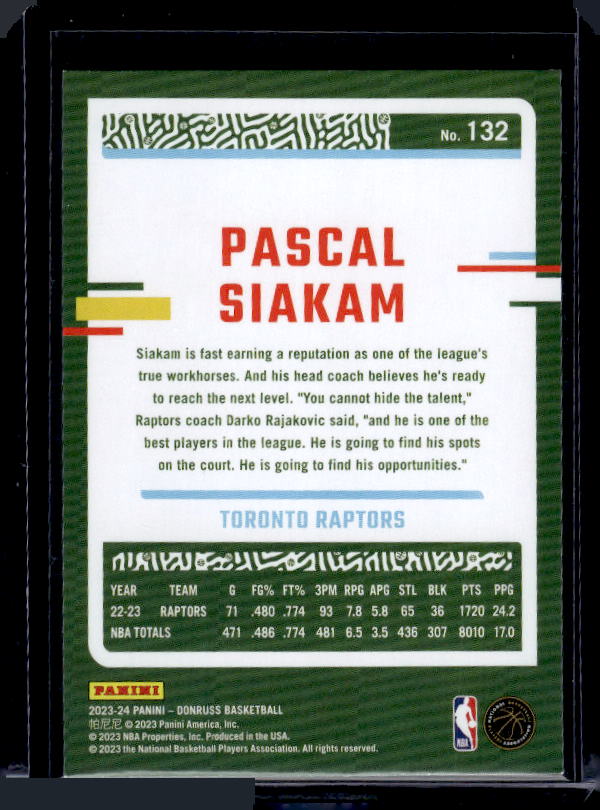 2023-24 Donruss #132 Pascal Siakam
