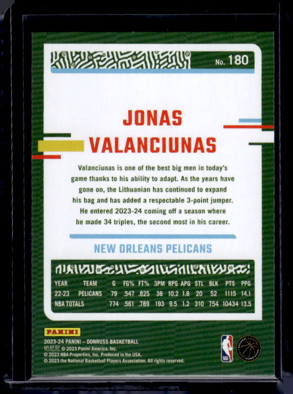2023-24 Donruss #180 Jonas Valanciunas
